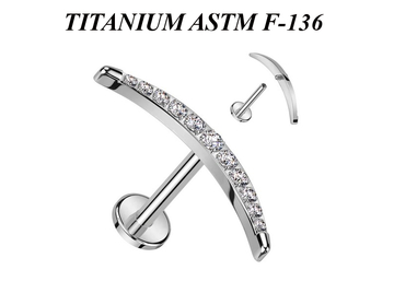 Лабрет из титана Ti Metal сверкающий полумесяц