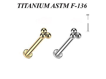 Безрезьбовой лабрет титановое трио