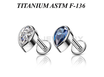 Лабрет из титана Ti Metal капля
