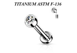 Лабрет из титана с внутренней резьбой со стразом Лабрет из титана с внутренней резьбой со стразом