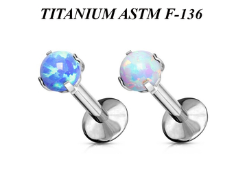 Лабрет из титана с опалом