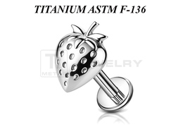 Лабрет из титана Ti Metal клубничка