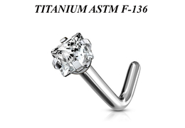 Титановый нострил с квадратным стразом