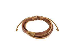 Коричневый браслет из кожи четыре элемента