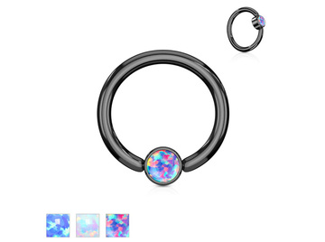 Кольцо чёрное с опалом