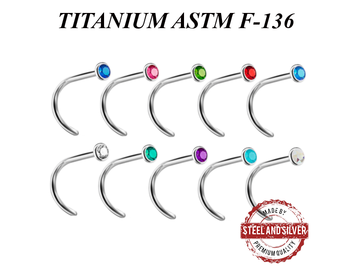 Титановый нострил Steel and Silver с премиальным кристаллом