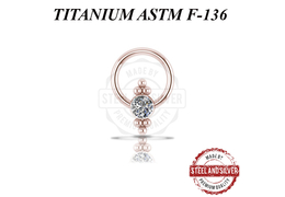 Кольцо из титана Steel and Silver розовое золото с кластером Swarovski