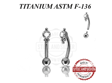 Микробанан из титана Steel and Silver с премиальным кристаллом