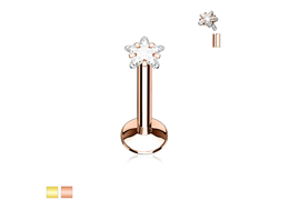 Лабрет с золотым покрытием и стразом звезда