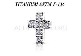 Накрутка из титана Ti Metal крест из страз