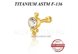 Микроштанга из титана Steel and Silver с кластером Swarovski