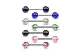 Штанга для языка стальная с акриловыми шариками